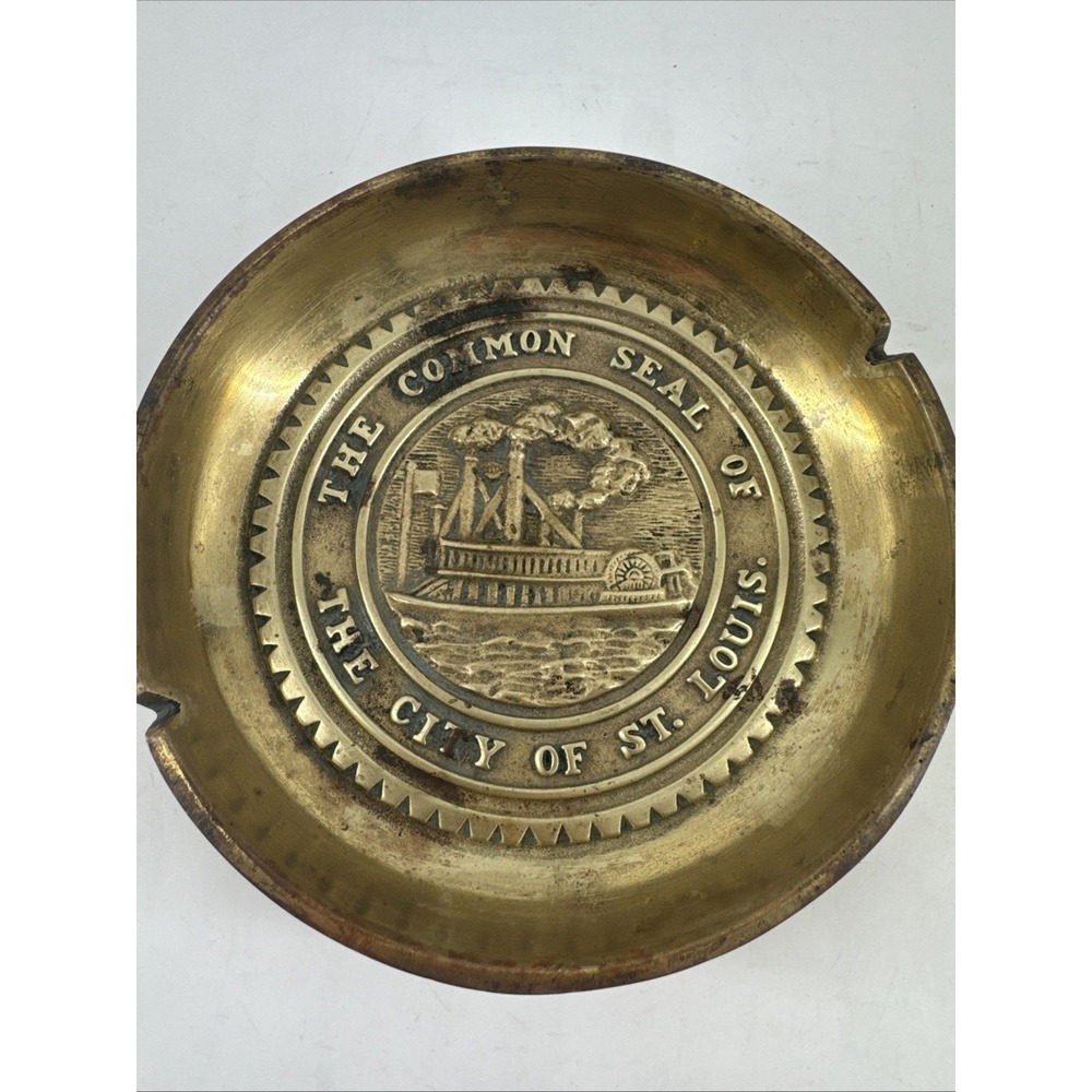 Ashtray The Common Seal Of The City Of St Louis 7.5" Brass Metal Medallion Heavy